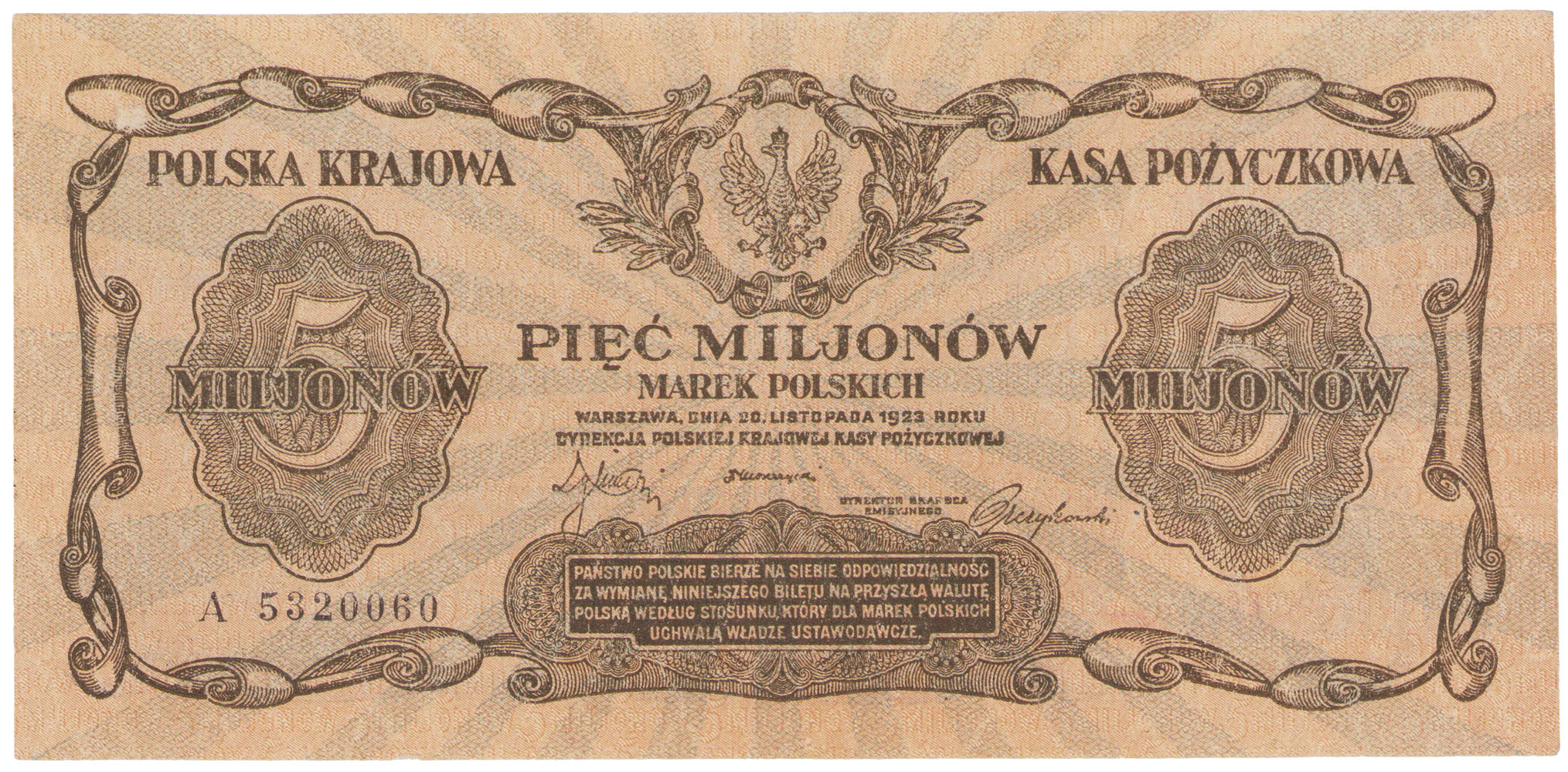 5 milionów marek polskich 1923 seria A - RZADKIE